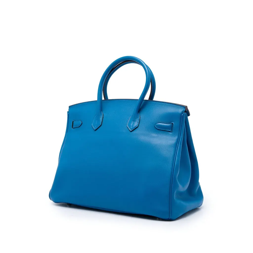Hermès Swift Birkin Retourne 35 Blue Leather Very good - Back View
