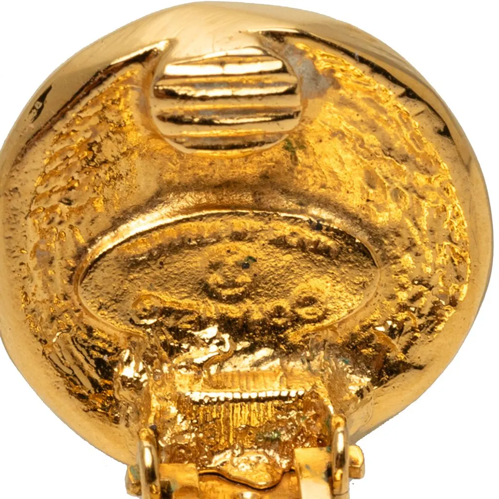 Chanel Gold Plated 31 Rue Cambon Round Clip On Earrings Gold Metal Very good - Inside View