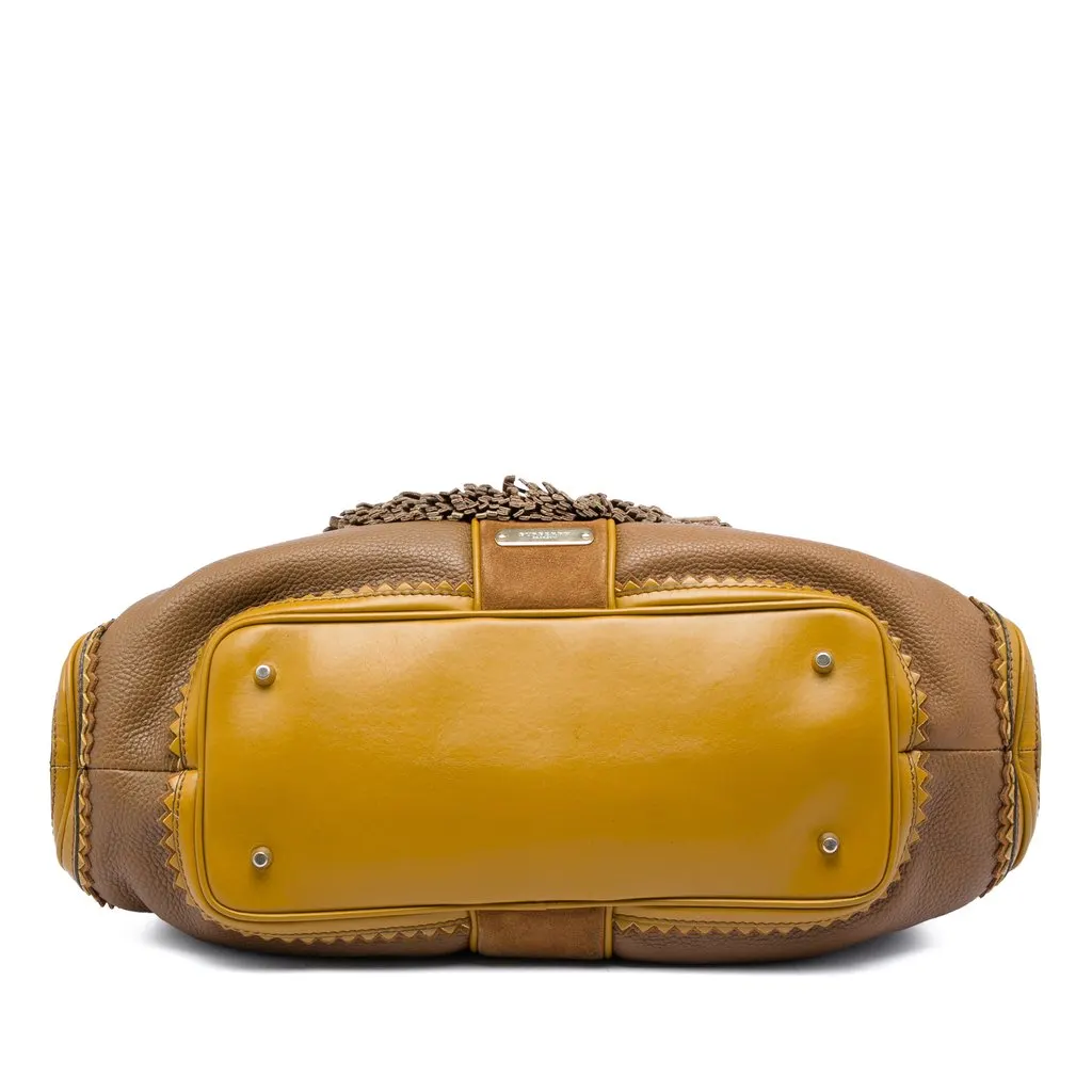 Burberry Prorsum Grained Calfskin and Suede Tassel Hedwig Satchel Brown Leather Very good - Inside View