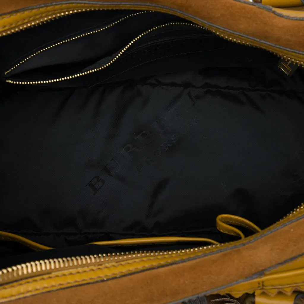 Burberry Prorsum Grained Calfskin and Suede Tassel Hedwig Satchel Brown Leather Very good - Model View