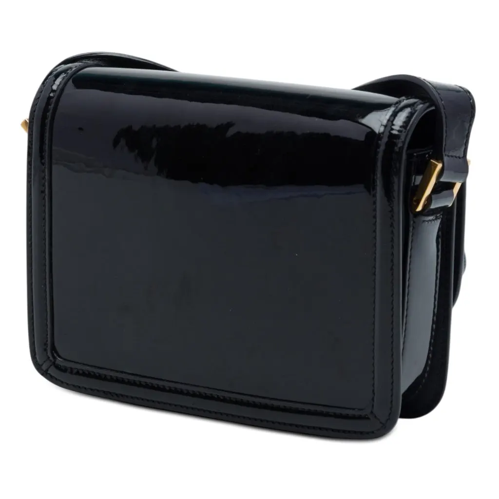Saint Laurent Small Patent Solferino Satchel In Box Black Leather Very good - Back View