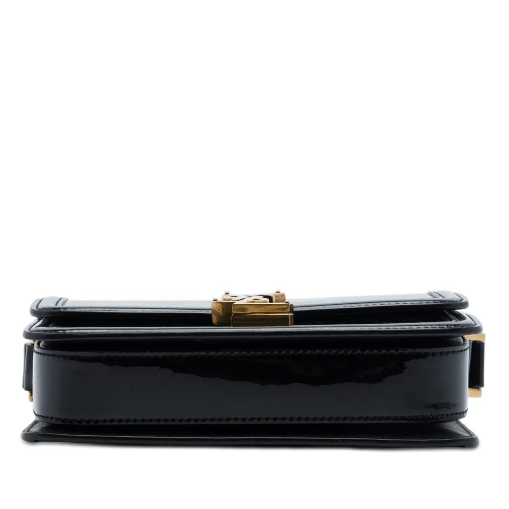 Saint Laurent Small Patent Solferino Satchel In Box Black Leather Very good - Inside View
