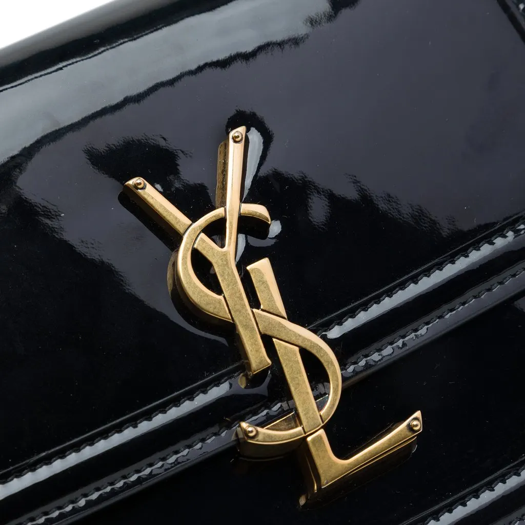 Saint Laurent Small Patent Solferino Satchel In Box Black Leather Very good - Box View
