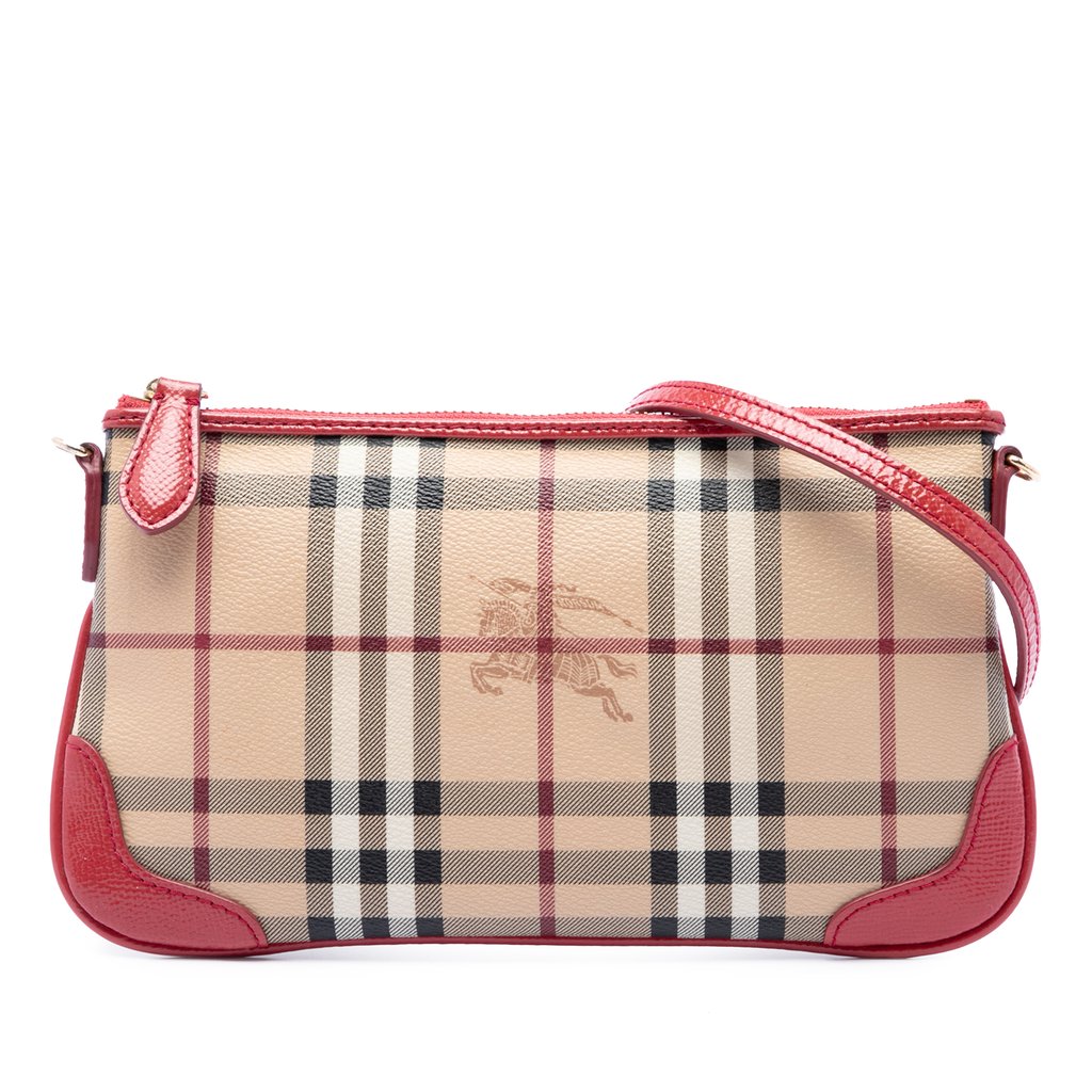 Burberry Haymarket Check Coated Canvas Peyton Crossbody Beig