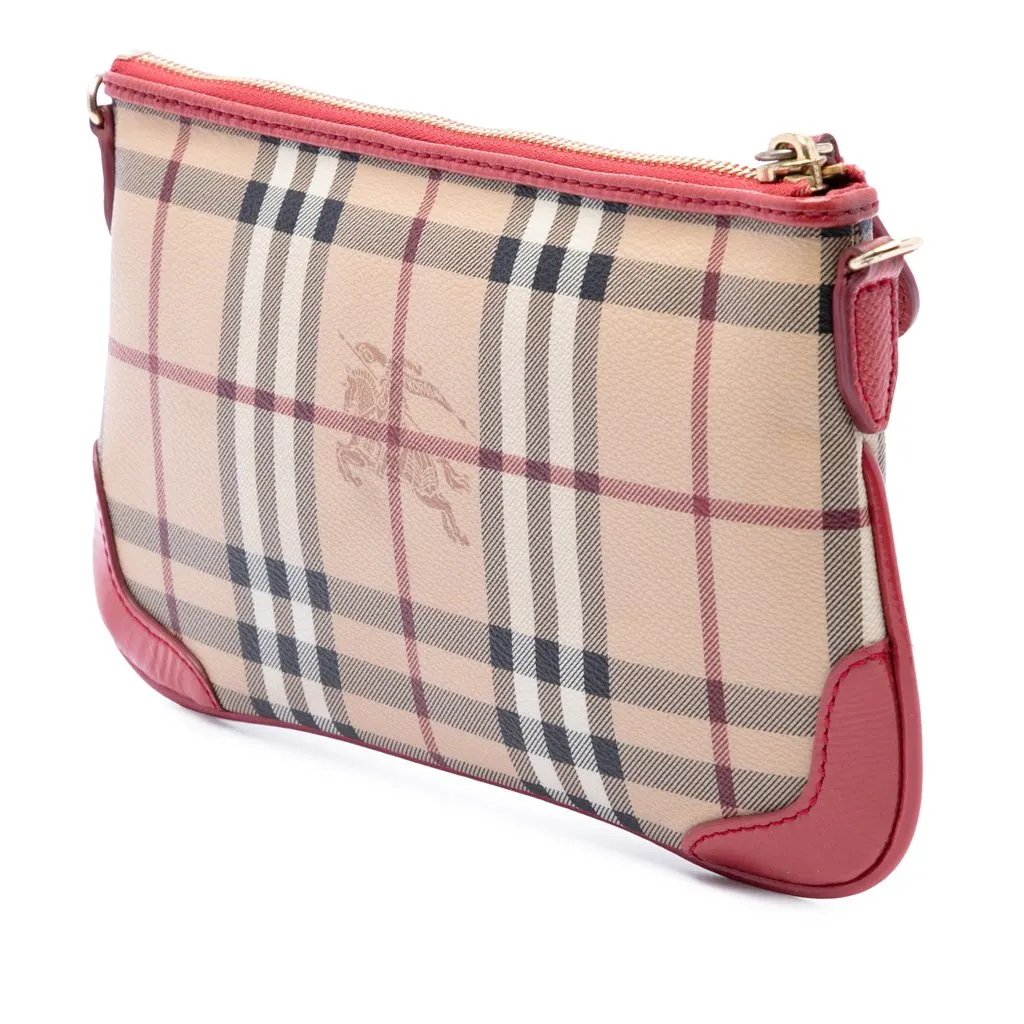 Burberry Haymarket Check Coated Canvas Peyton Crossbody Beige Very good - Back View