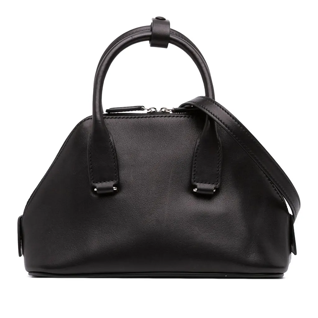 The Row Mini Calfskin Devon Saddle Satchel Black Leather Very good - Front View