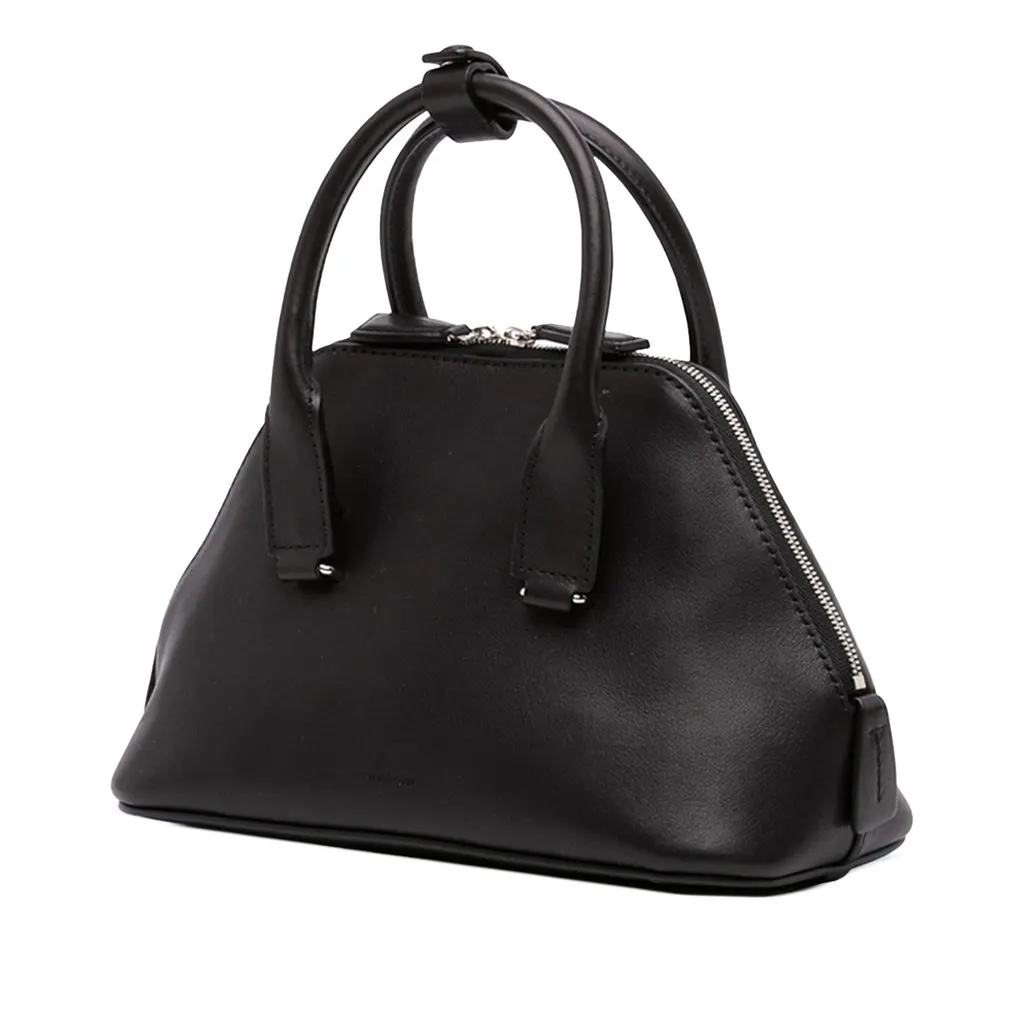 The Row Mini Calfskin Devon Saddle Satchel Black Leather Very good - Back View