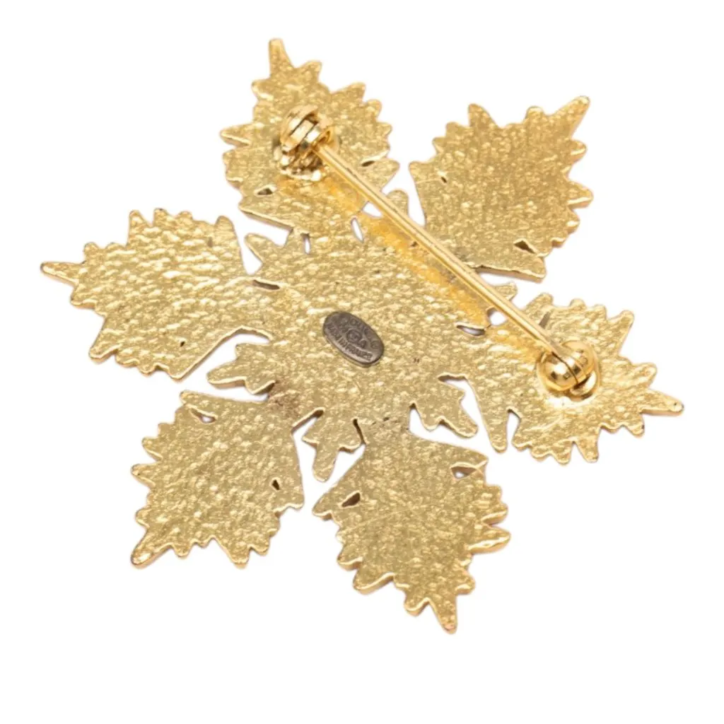 Chanel CC Gold Plated Snowflake Brooch Gold Metal Very good - Back View