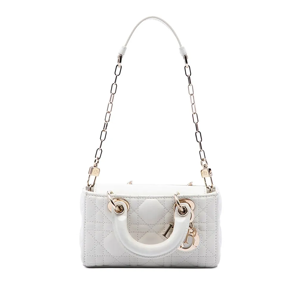 Dior Micro Lambskin Cannage Lady D Joy White Leather Very good - Back View