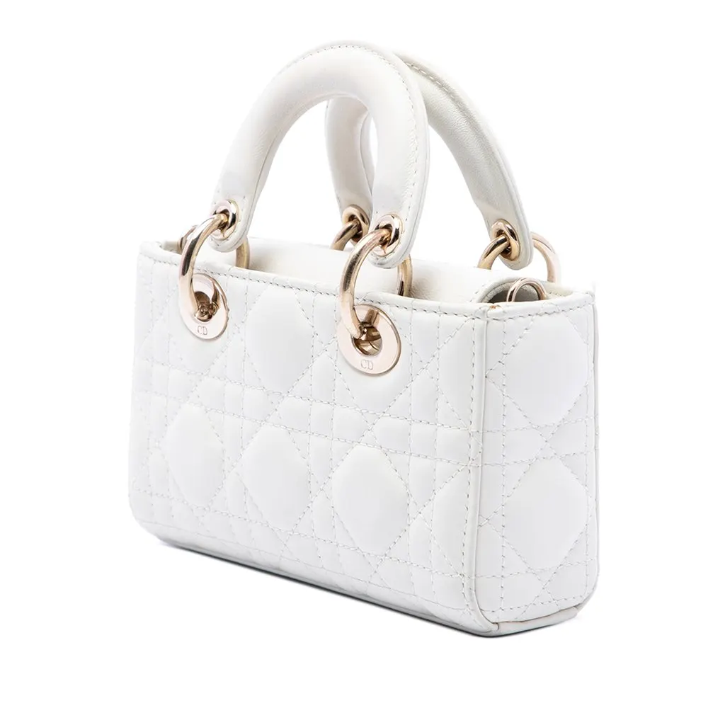 Dior Micro Lambskin Cannage Lady D Joy White Leather Very good - Inside View