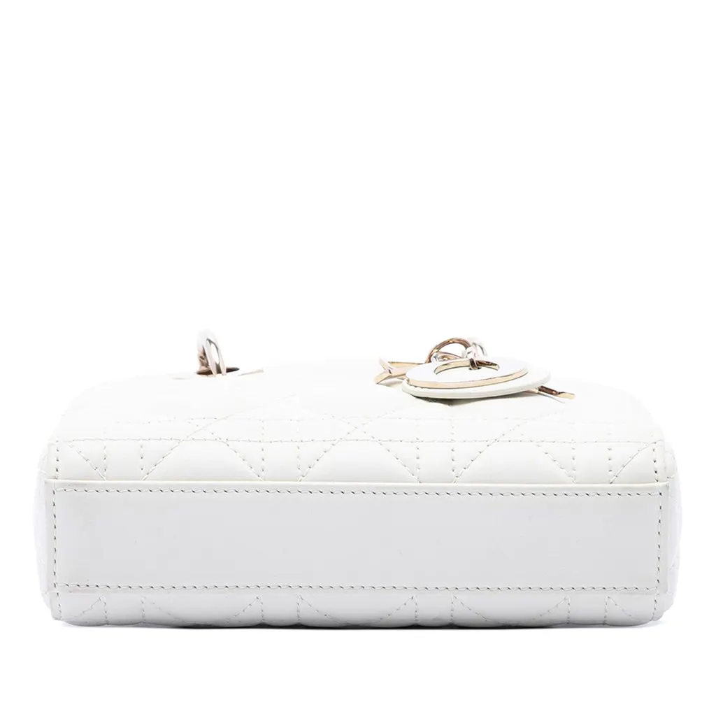 Dior Micro Lambskin Cannage Lady D Joy White Leather Very good - Model View