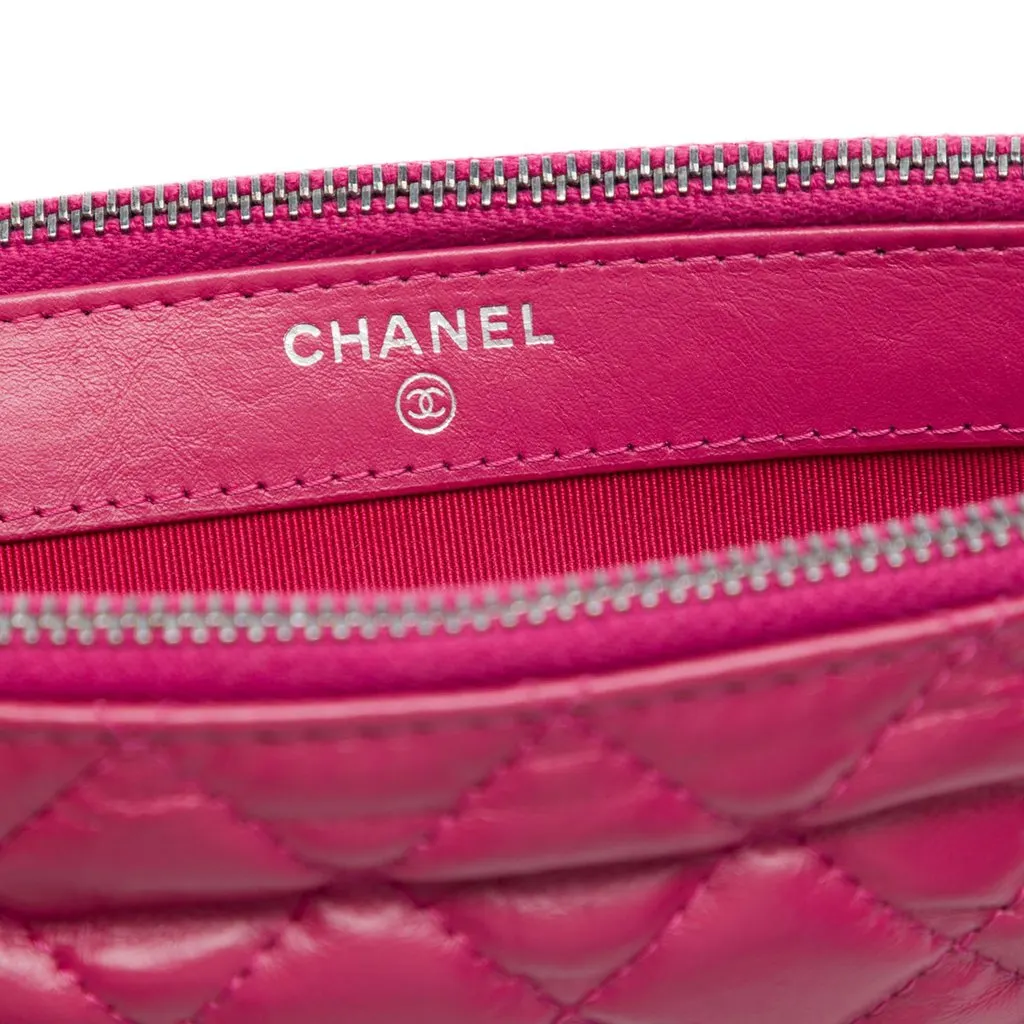 Chanel Quilted Aged Calfskin Gabrielle Double Zip Clutch with Chain Pink Leather Very good - Box View