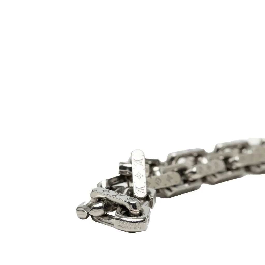 Louis Vuitton Stainless Steel Monogram Chain Necklace Silver Stainless steel Very good - Inside View