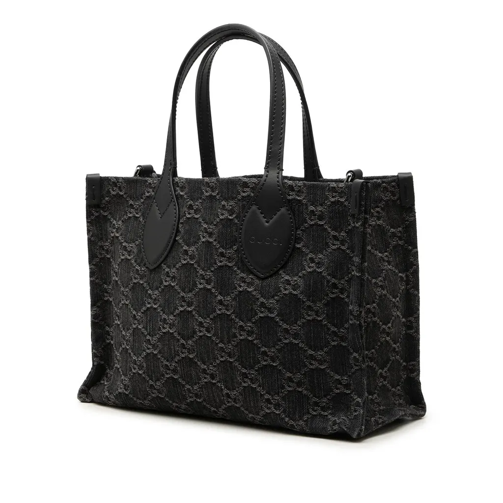 Gucci Medium GG Denim Ophidia Tote Black Very good - Back View