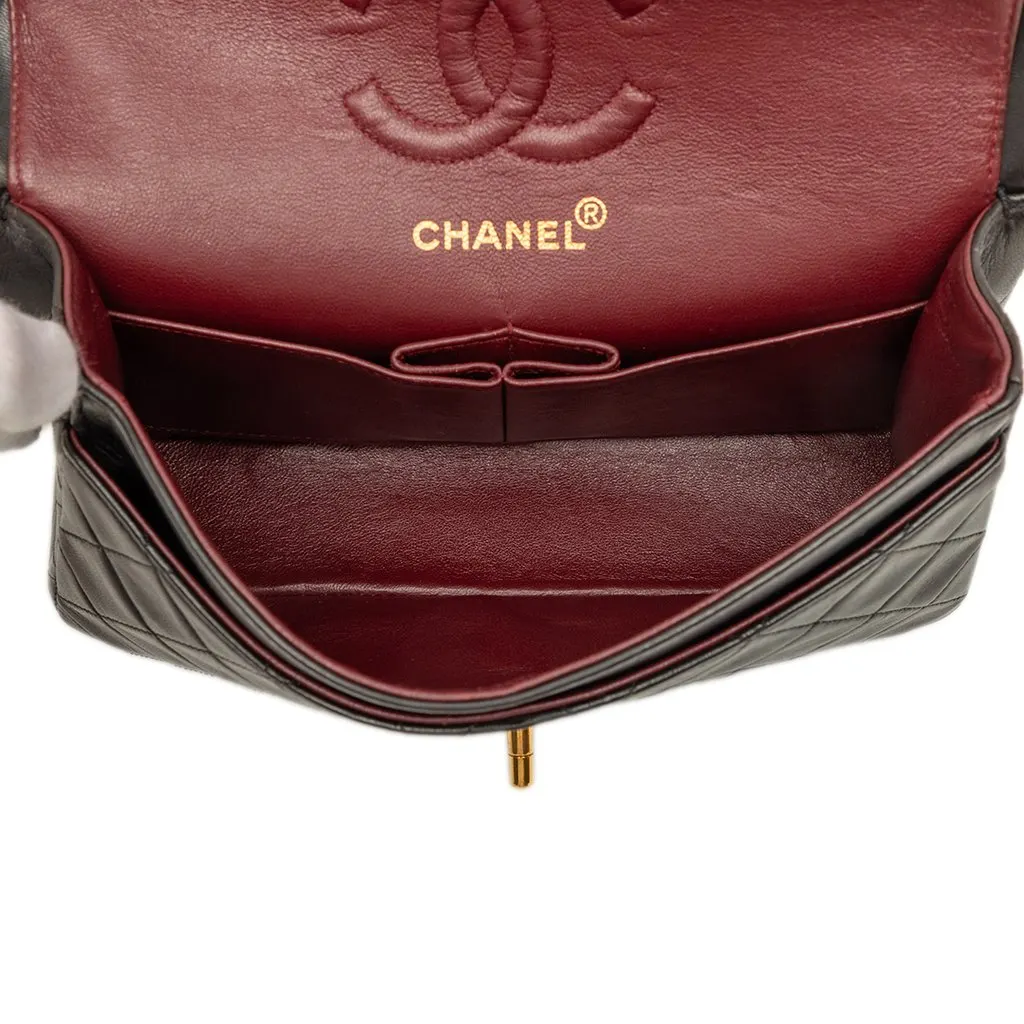 Chanel Small Classic Lambskin Double Flap Black Leather Very good - Model View