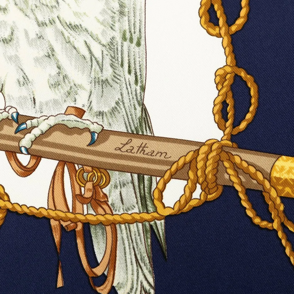 Hermès Les Oiseaux du Roy Silk Scarf 90 White Very good - Box View
