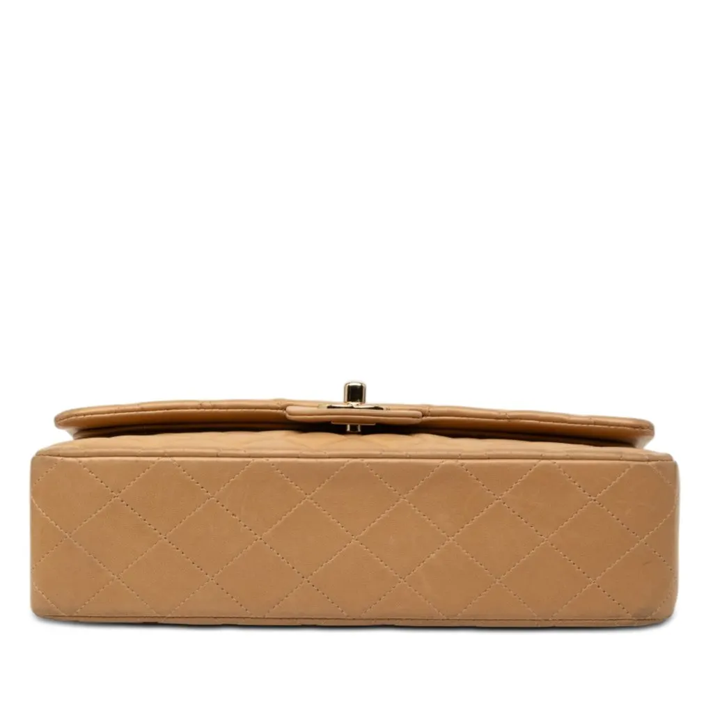 Chanel Medium Classic Lambskin Double Flap Brown Leather Good - Inside View