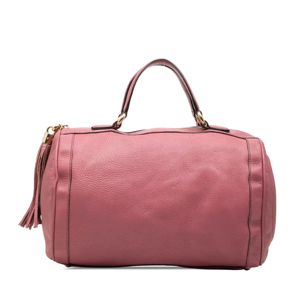 Gucci Medium Pebbled Calfskin Soho Boston Bag Pink Leather Very good - Front View
