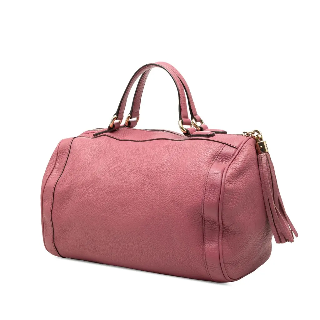 Gucci Medium Pebbled Calfskin Soho Boston Bag Pink Leather Very good - Back View