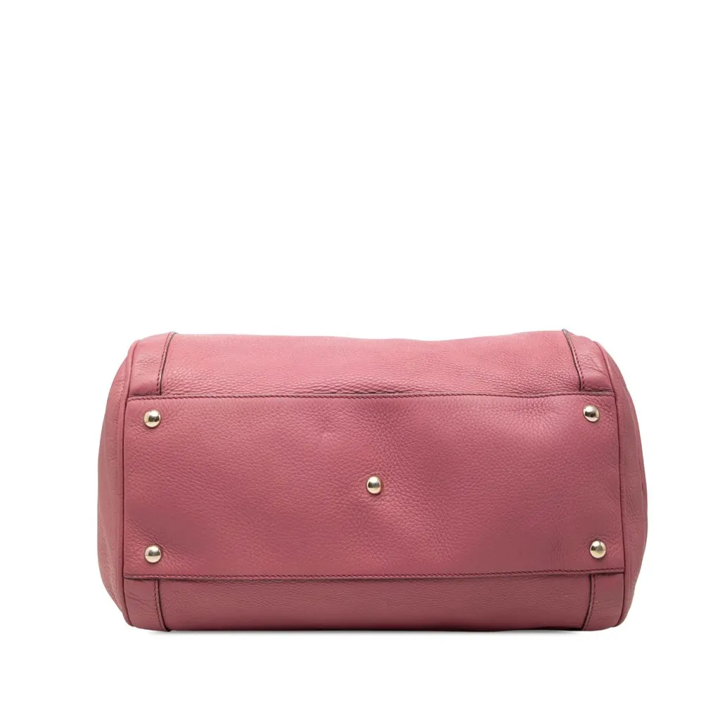 Gucci Medium Pebbled Calfskin Soho Boston Bag Pink Leather Very good - Inside View