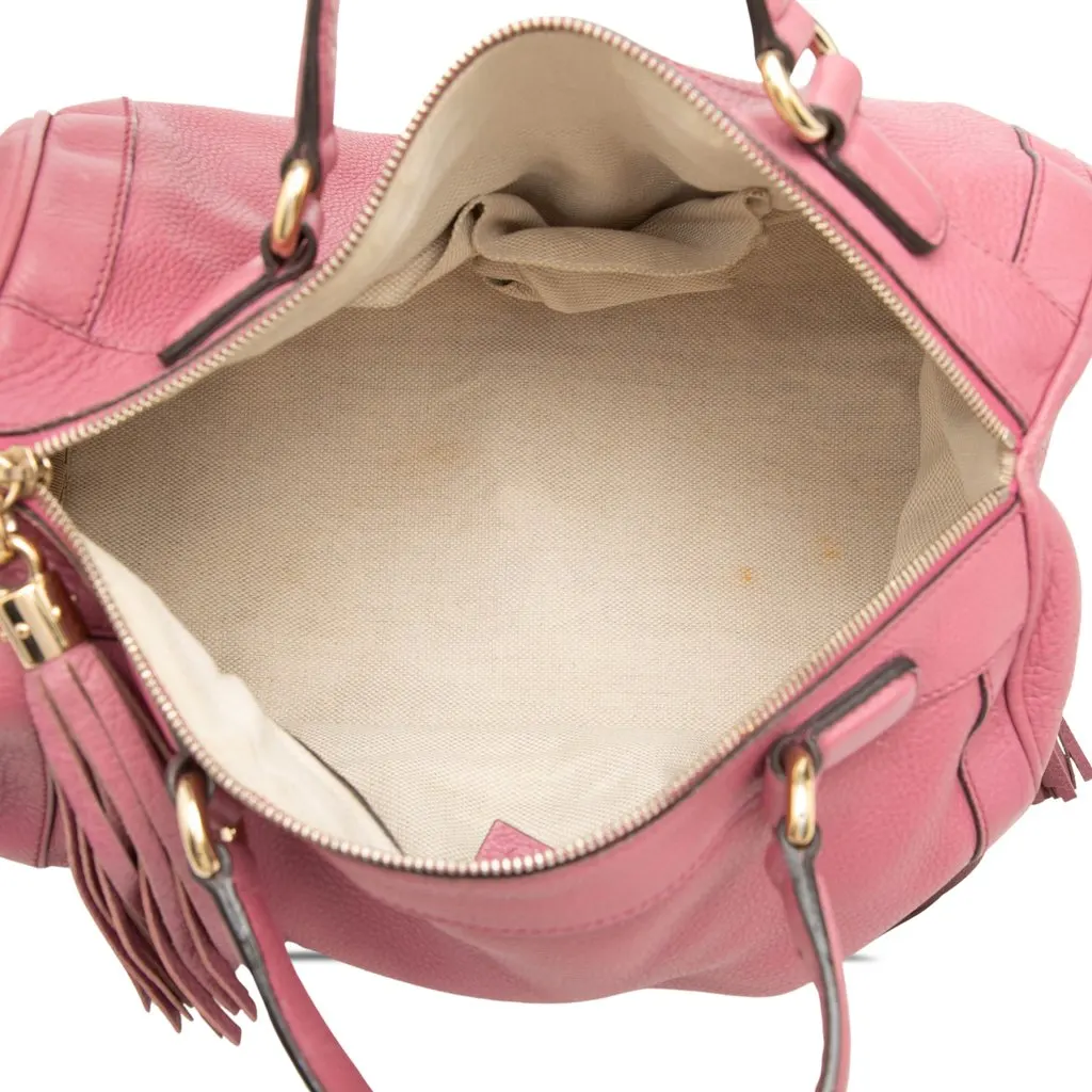 Gucci Medium Pebbled Calfskin Soho Boston Bag Pink Leather Very good - Model View