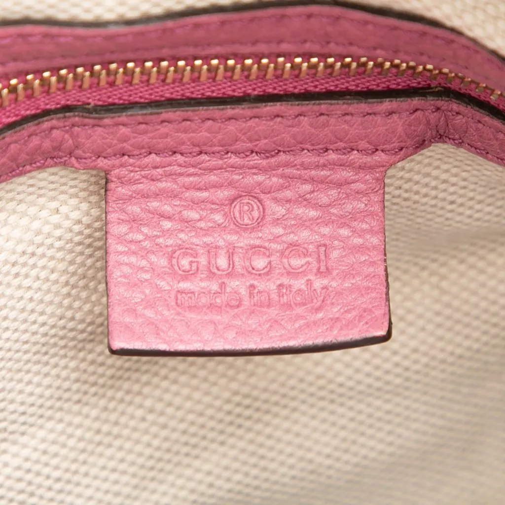 Gucci Medium Pebbled Calfskin Soho Boston Bag Pink Leather Very good - Box View