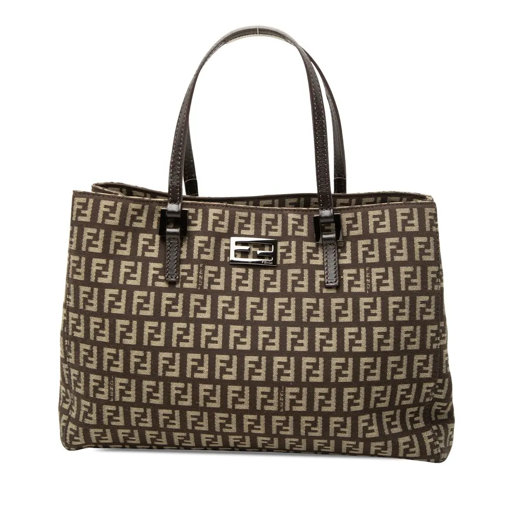 Fendi Small Zucchino Canvas Tote Brown Very good - Front View