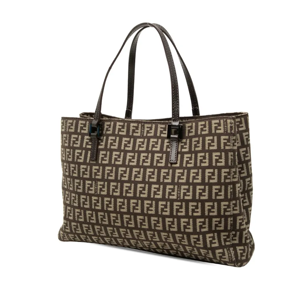 Fendi Small Zucchino Canvas Tote Brown Very good - Back View