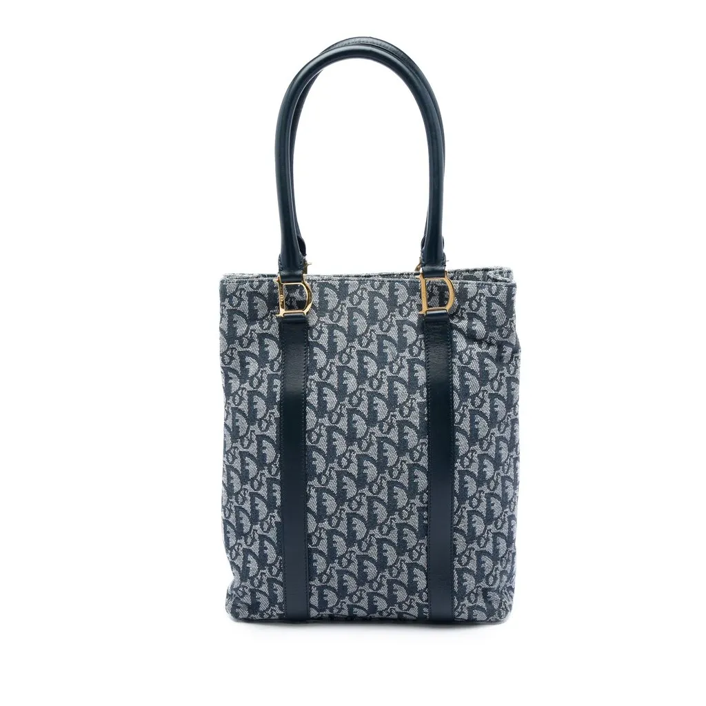 Dior Diorissimo Trotter Canvas Tote Blue Good - Front View