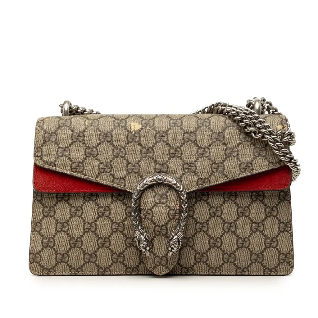 Gucci Medium GG Supreme Dionysus Shoulder Bag Beige Good - Front View