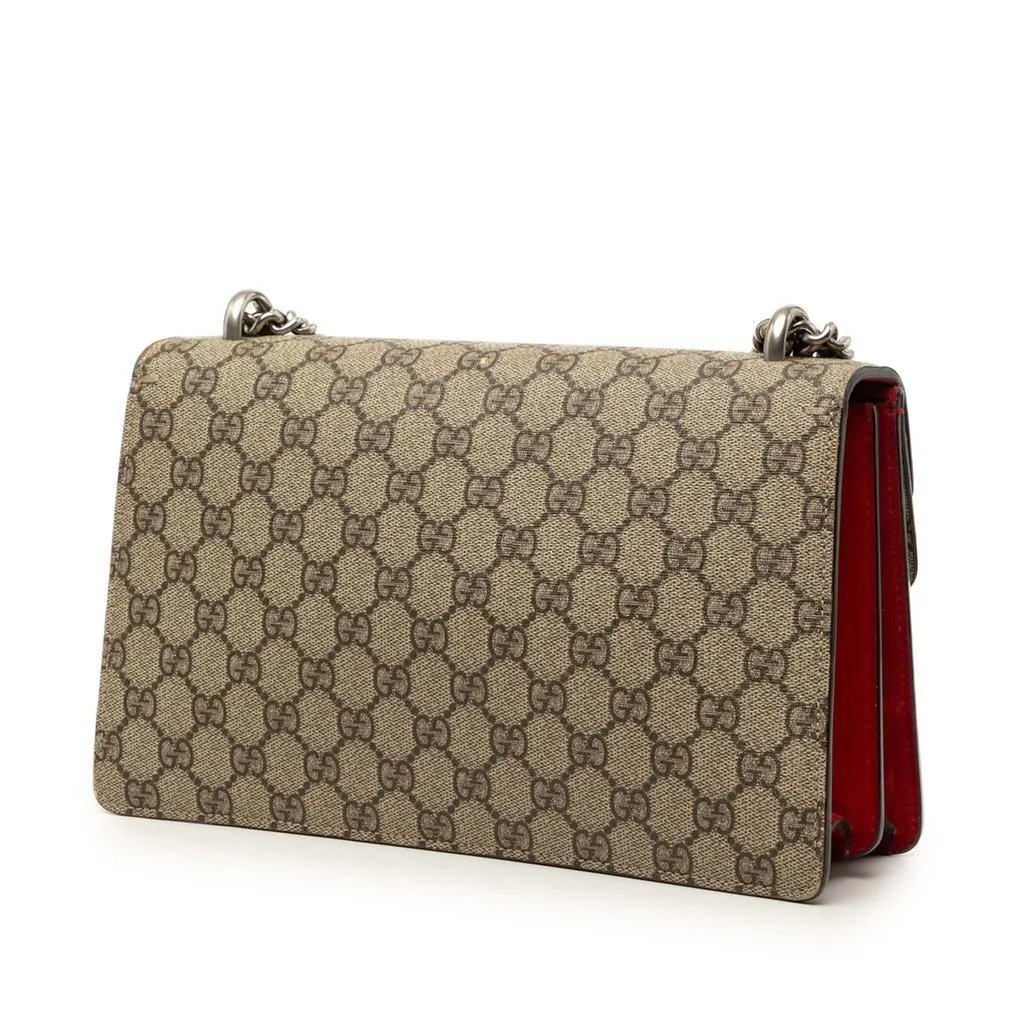 Gucci Medium GG Supreme Dionysus Shoulder Bag Beige Good - Back View