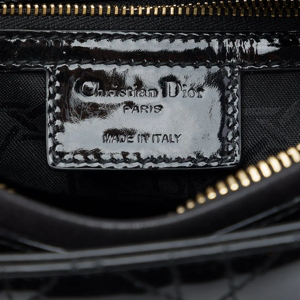 Dior Medium Patent Cannage Lady Dior Black Leather Very good - Box View