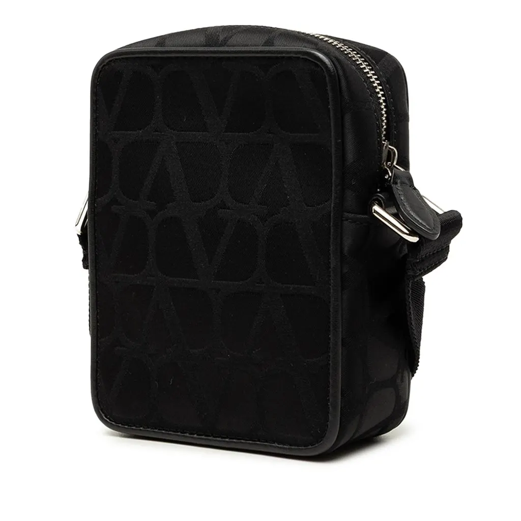 Valentino Small Nylon Iconographe VLogo Loco Crossbody Black Very good - Back View