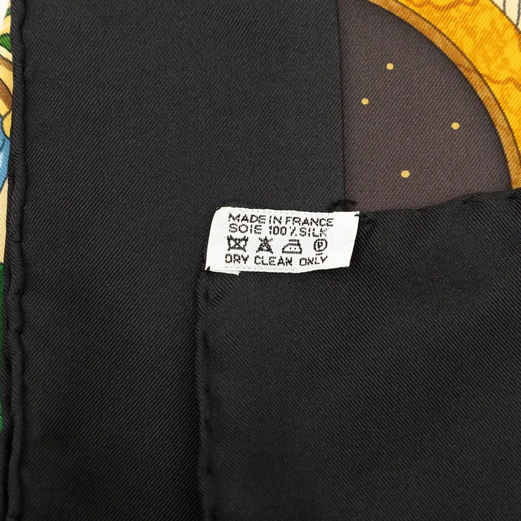Hermès Cavaliers Des Nuages Silk Scarf 90 Brown Silk Very good - Model View
