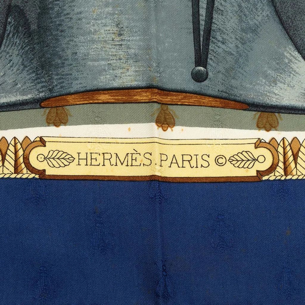 Hermès Napoleon Silk Scarf 90 Blue Silk Very good - Inside View