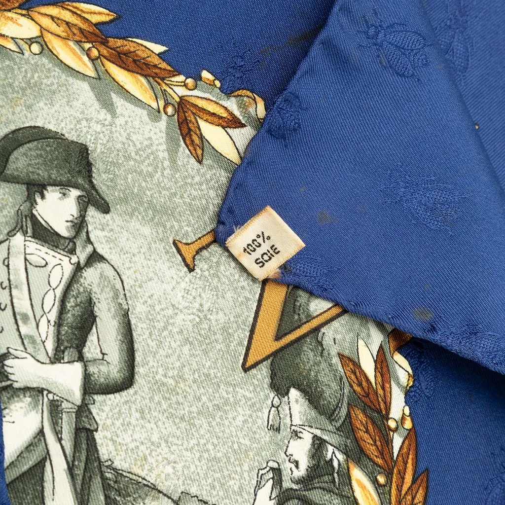Hermès Napoleon Silk Scarf 90 Blue Silk Very good - Model View