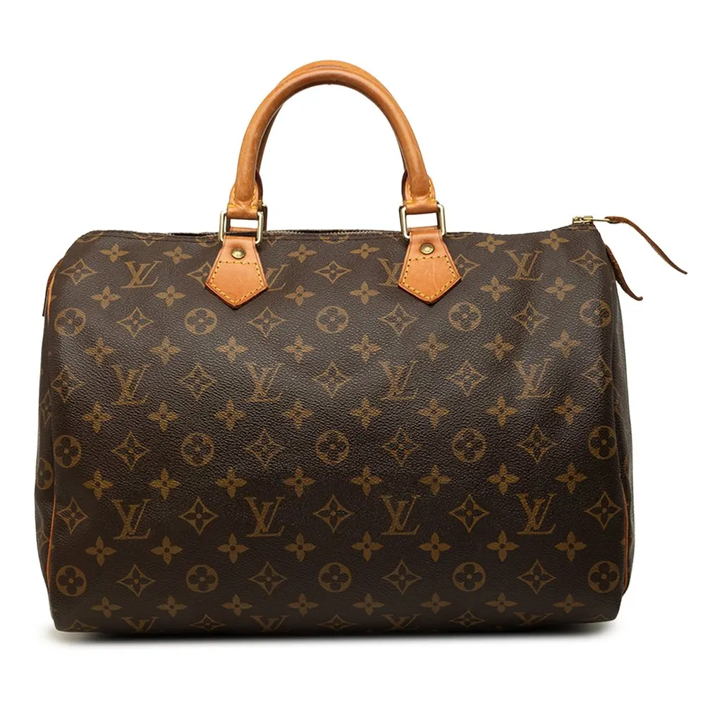 Louis Vuitton Monogram Speedy 35 Brown Canvas Good - Front View