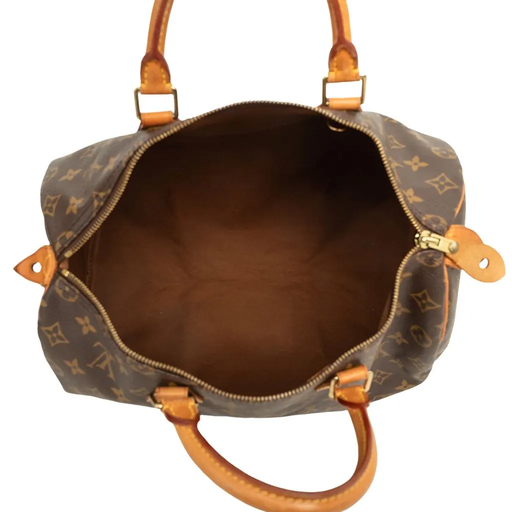 Louis Vuitton Monogram Speedy 35 Brown Canvas Good - Model View
