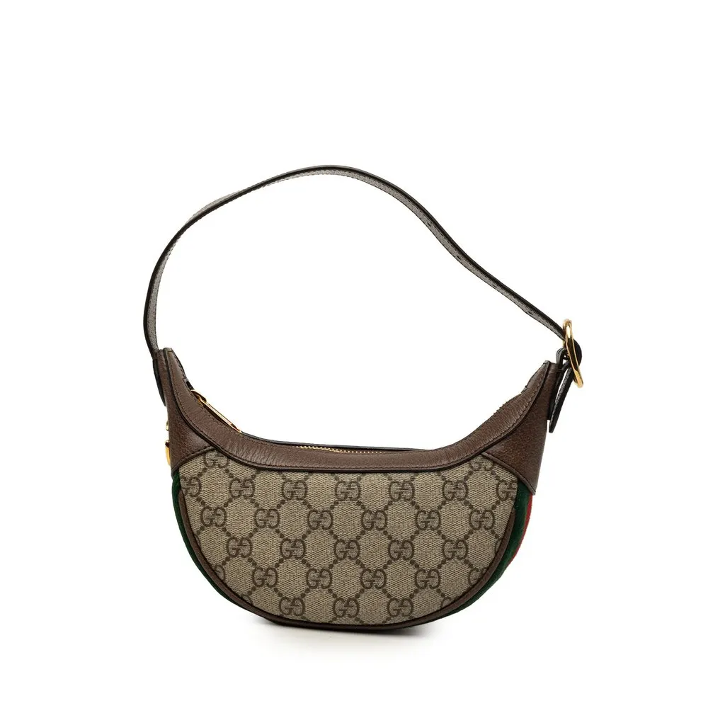 Gucci Mini GG Supreme Web Ophidia Shoulder Bag Beige Very good - Front View
