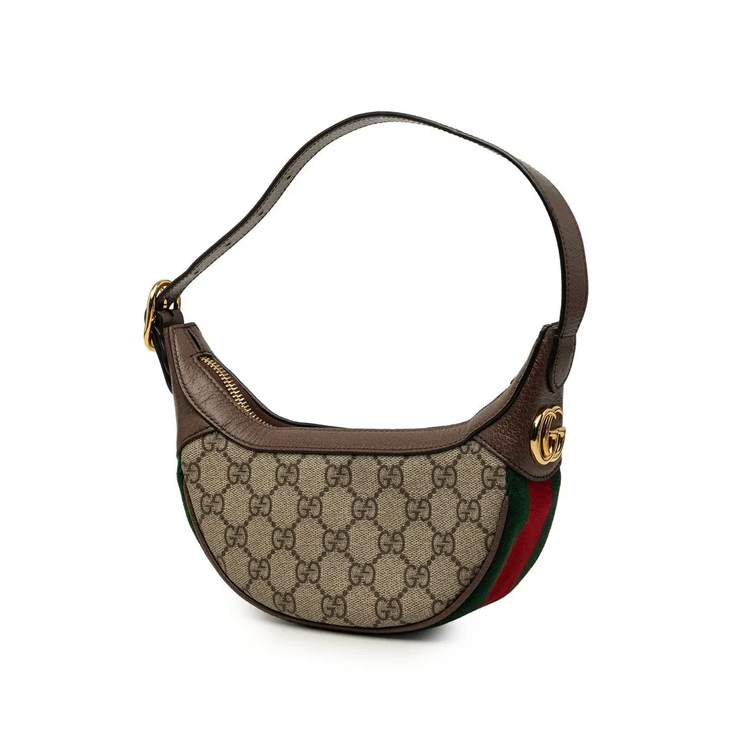 Gucci Mini GG Supreme Web Ophidia Shoulder Bag Beige Very good - Back View