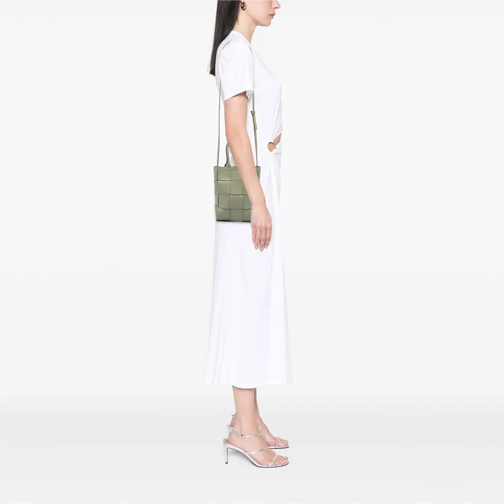 Bottega Veneta Mini Maxi Nappa Intrecciato North South Cassette Tote Green Leather Very good - Box View