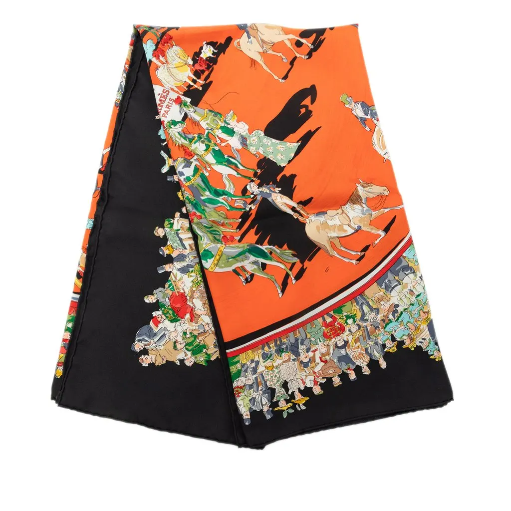 Hermès Cirque Molier Silk Scarf 90 Orange Silk Very good - Front View