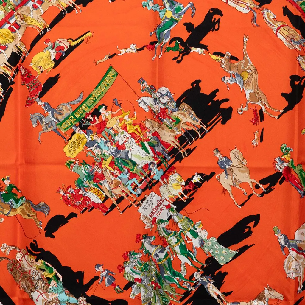 Hermès Cirque Molier Silk Scarf 90 Orange Silk Very good - Back View