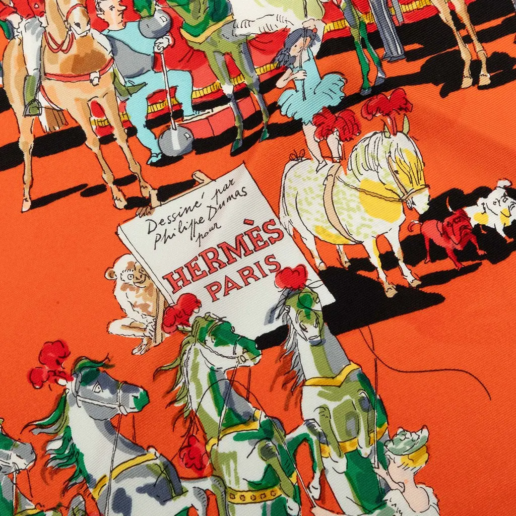 Hermès Cirque Molier Silk Scarf 90 Orange Silk Very good - Box View