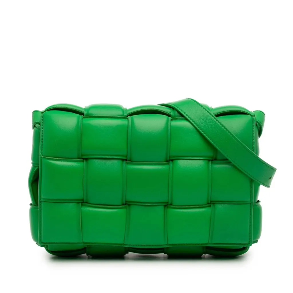 Bottega Veneta Nappa Intrecciato Padded Cassette Crossbody Green Leather Very good - Front View