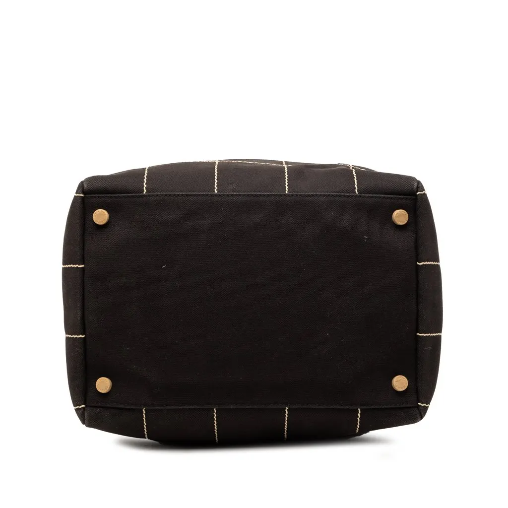 Chanel CC Chocolate Bar Canvas Wild Stitch Boston Bag Black Very good - Inside View