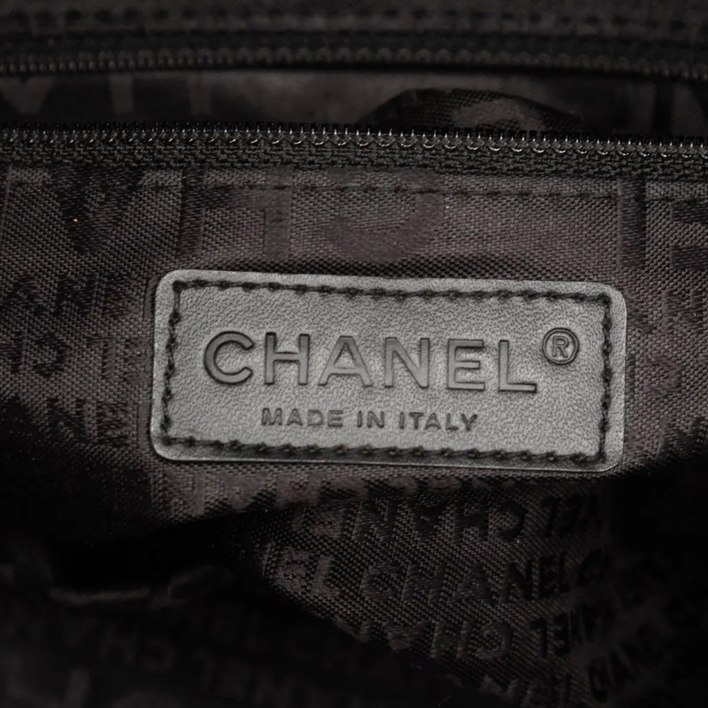 Chanel CC Chocolate Bar Canvas Wild Stitch Boston Bag Black Very good - Box View