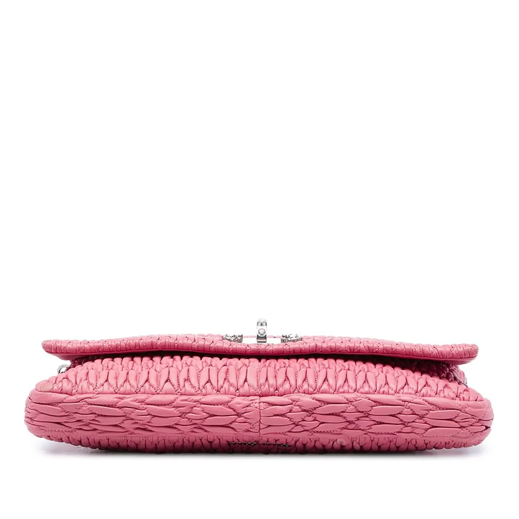 Miu Miu Matelasse Nappa Crystal Chain Satchel Pink Leather Very good - Inside View