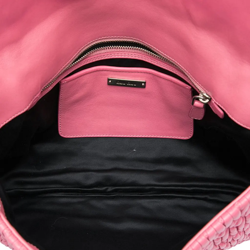 Miu Miu Matelasse Nappa Crystal Chain Satchel Pink Leather Very good - Model View