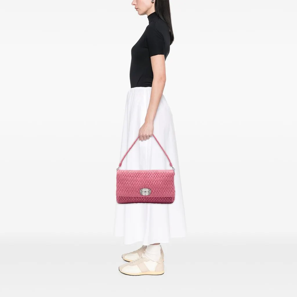 Miu Miu Matelasse Nappa Crystal Chain Satchel Pink Leather Very good - Box View